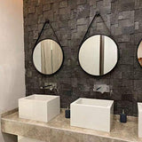 AMZOPDGS Miroir, Miroir Mural décoratif Suspendu avec Cadre Noir en métal Miroir de Rasage Rond Moderne Montage Facile pour Salle de Bain, décoration d'intérieur, 70x70CM
