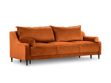 MICADONI Canapé Convertible avec Coffre De Rangement Rutile, 3 Places, Orange, Velours