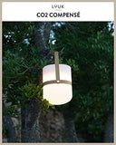 LUUK LIFESTYLE Lampe de table LED design rechargeable sans fil avec poignée, lampe de jardin portable, luminosité réglable trois positions, étanche IP44, autonomie jusqu'à 72 heures, anse bois