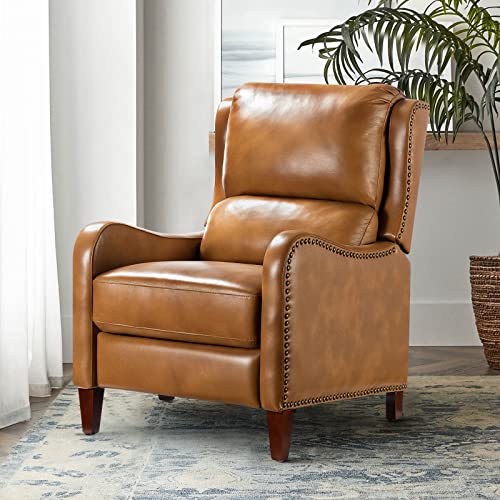 FABRICATION HAUS Fauteuil Relax en Cuir Véritable Fauteuil Inclinable Rembourré Chaise Simple Moderne avec Dossier & Repose-Pieds Réglables pour Salon, Camel FABRICATION HAUS Fauteuil Relax en Cuir Véritable Fauteuil Inclinable Rembourré Chaise Simple Moderne avec Dossier & Repose-Pieds Réglables pour Salon, Camel