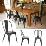 YJIIJY Lot de 4 chaises de salle à manger empilables en métal de style industriel pour bar, café, restaurant, gris
