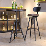 tabouret de bar avec dossier noir metal et bois industriel industrielle rétro Tabouret pivotant à hauteur réglable Tabouret de comptoir bar Tabouret rustique bois, Chaise de salle à manger scandinave