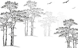 MUNXIN WALLPAPER Papier Peint Panoramique Paysage D'Arbre Croquis Noir Et Blanc Poster Tapisserie Mural Personnalisé 3D Pour Salon Chambre Décoration Murale