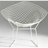 ElleDesign Fauteuil Bertoia Diamond Structure vernie Blanc Total White Coussin Blanc