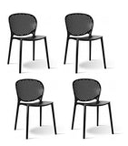Meubletmoi Lot de 4 chaises Noires empilables - Design Moderne - Robustes et légères – BILY Noir