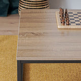 MEUBLE COSY Table Basse Salon Moderne Structure en Métal Meuble de Rangement Design, Chêne, 80x80x34cm
