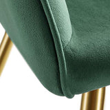 TecTake 800862 Lot de 4 Chaises de Salle à Manger Effet Velours Scandinave Pieds en Acier Dorés Élégant avec Accoudoirs – Diverses Couleurs (Vert Foncé)