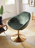 FineBuy Chaise Longue Vert Velours 70 x 79 x 70 cm Fauteuil Club Tournante Salon | Fauteuil pivotant avec accoudoirs | Fauteuil de Bar Rembourrée