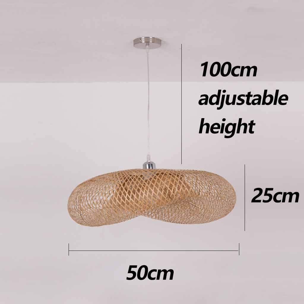 Lustre Suspendu Rotin Tissé Bambou 3 Têtes - Luminaire Vintage Réglable E27, Idéal Restaurant Salon Chambre