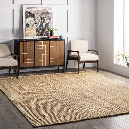 nuLOOM tissé à la Main Rigo Jute Tapis Zone Tapis, Naturel, 9 nuLOOM tissé à la Main Rigo Jute Tapis Zone Tapis, Naturel, 9' x 12'