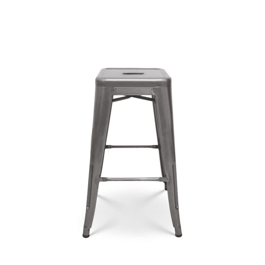 Kosmi - Lot de 4 tabourets de Bar en métal Brut Aspect galvanisé Style Industriel - Hauteur 76 cm