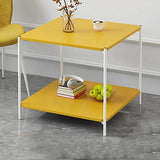 Table D'Appoint CarréE, Blanc Et Jaune, 40cm * 40cm * 42cm, Bureau D'Ordinateur/Table Basse/Bureau