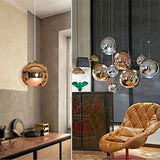 Industrial miroir moderne verre boule luminaire, miroir ajustable, Pendentif boule Ligh, ombre de lampe de plafond pour cuisine, salle à manger, Bar (Sliver, 25cm)