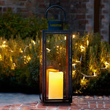 Lights4fun Grande Lanterne Noire en Métal avec Bougie LED pour Jardin à Piles, 65cm