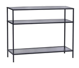 WENKO Console Meuble Style Industriel | Petite Console étroite | Meuble entrée - Bureau d'appoint | 3 Plateaux de Rangement | Métal - MDF | L100xH80xL35 cm | Noir