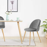 OFCASA Chaises de Salle à Manger Lot de 4 Fauteuil de Velours Chaise Rembourrée avec Jambes en Métal Salle à Manger, Maison, Bureau, Restaurant, Hôtel, Patio Meubles(Gris 4 PCS)