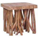 Festnight Table Basse en rondin Table de café de Style Naturel 40x40x40 cm Bois Solide
