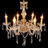 Ridgeyard Classique 6 Feux Pampilles Lustre Verre K9 Cristal Plafonnier Lampe Luminaire (D'or)