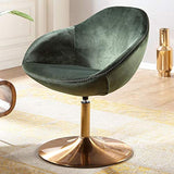 FineBuy Chaise Longue Vert Velours 70 x 79 x 70 cm Fauteuil Club Tournante Salon | Fauteuil pivotant avec accoudoirs | Fauteuil de Bar Rembourrée