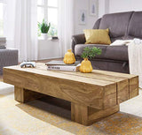 FineBuy Table Basse Bois Massif Acacia Table de Salon 120 x 30 x 45 cm | Table d'appoint Style Maison de Campagne | Meubles en Bois Naturel Table de Sofa | Table en Bois Massif Meubles en Bois Massif