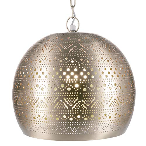Lampe Suspension Luminaire marocaine Herera 30cm Argent E27 Douille | Plafonnier Lustre de Salon marocain oriental | Lanterne électrique indienne Vintage design décoration de maison orientale arabe