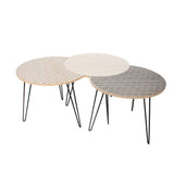 THE HOME DECO FACTORY HD3882 Lot de 3 Tables Basses Gigognes, Fer, Beige, Noir, 45 x 45 x 36 cm