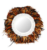 Coco Papaya Grand Miroir Juju Hat à Plumes et Coquillages Marron ø60cm