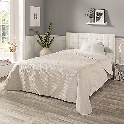 IBENA Nancy Plaid Jete de lit 280x250 cm - Motif Moderne, Lavable en Machine, Couvre lit uni Beige, Motif torsadé IBENA Nancy Plaid Jete de lit 280x250 cm - Motif Moderne, Lavable en Machine, Couvre lit uni Beige, Motif torsadé