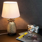 Navaris Lampe LED Forme Ananas - Lampe de Chevet et Veilleuse Design 40 cm en Forme d'Ananas - Lampe de Table Décorative Salon Chambre - Or/Blanc