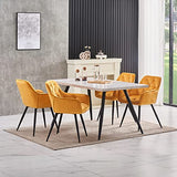 JYMTOM Lot de 2 Chaise de Salle à Manger avec Assise rembourrée en Velours épais, Pieds en métal, accoudoirs et Dossier, Chaise d'angle pour Salon,Jaune