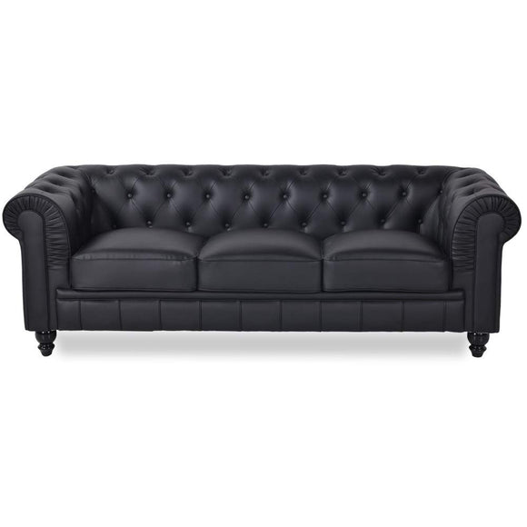 Canapé Chesterfield Noir 3 places