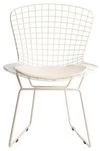 ElleDesign Chaise Bertoia Structure laquée Blanche Total White Coussin Blanc Wire Chair