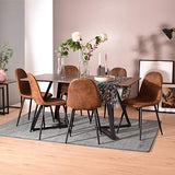 MEUBLE COSY Lot de 4 chaises de salle à manger Scandinave Fauteuil Salon Salon Pied Métal Noir Rétro Vintage en Suède Marron, 42,5x54,5x86cm