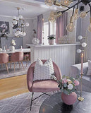 Nimara Fauteuil en velours | Fauteuil avec tissu en velours et accoudoirs | Fauteuil de salon avec confort et détente | Fauteuil de qualité en bleu, gris et rose