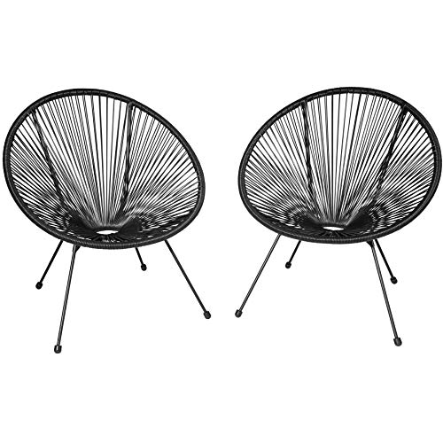 TecTake 2 chaises de Jardin Lot de 2 fauteuils de Jardin extérieur chaises d’extérieur bancs de Jardin – diverses Couleurs (Noir)