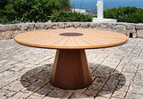 TrackDesign SPICA | Table en corten et bois - Dim: ø dessus de table 180cm - ø base de table 80cm - H 75cm