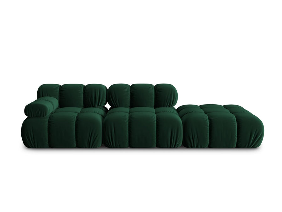 MICADONI Canapé Modulable Droit en Velours, Bellis, 4 Places, Vert Bouteille, 282x94x63 Fabriqué en Europe
