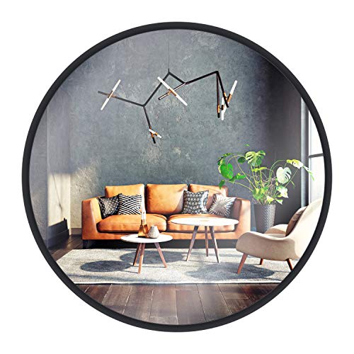 Miroir Mural Gold & Chrome, Rond, avec Cadre en Aluminium | Surface Miroir revêtue de téflon, résistante à l Miroir Mural Gold & Chrome, Rond, avec Cadre en Aluminium | Surface Miroir revêtue de téflon, résistante à l'humidité | Cadre de Miroir, 2 cm de Profondeur, Peint par poudrage, Montage Facile
