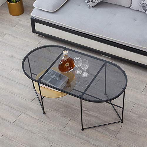 Ovale Table Basse Creative Side Table End Sofa Table avec Verre Trempé Et Pieds En Métal Meubles Salon Noir (Size : 80×40×45cm) Ovale Table Basse Creative Side Table End Sofa Table avec Verre Trempé Et Pieds En Métal Meubles Salon Noir (Size : 80×40×45cm)