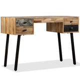 Festnight Bureau Vintage en Bois de Teck de Récupération Massif avec Tiroir 110 x 50 x 76 cm