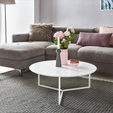 FineBuy Table Basse ø 80 cm Rond pour Salon | Mat laqué | Couleur Blanc | Design Moderne