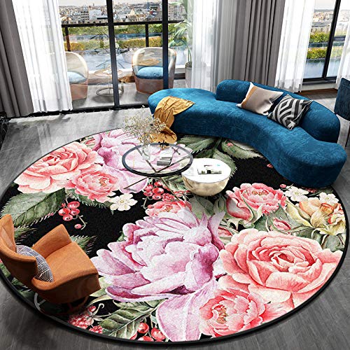 Tapis Rond De Rose De Fleur Trend-Printed 200cm de diamètre C63-5