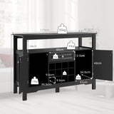 GOPLUS Buffet de Cuisine avec Porte-Bouteille Amovible pour 12 Bouteilles, Tiroir, 2 Placards, pour Cuisine et Salon, 116 x 40 x 82 CM, Noir