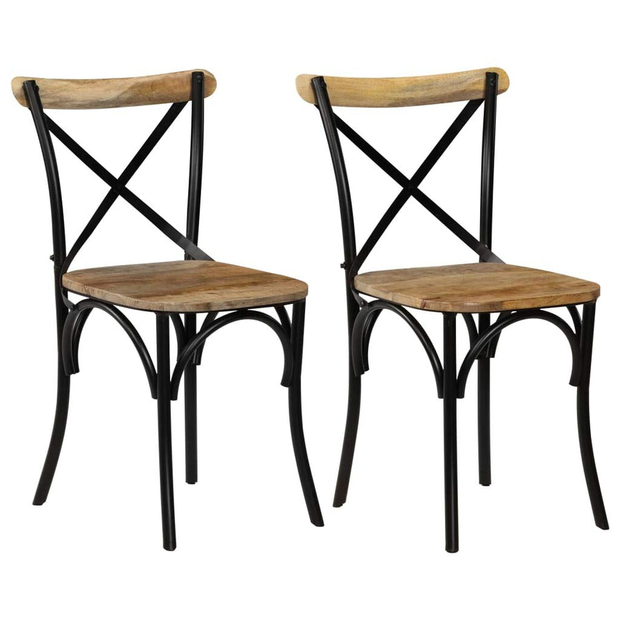 vidaXL 2X Bois de Manguier Chaises à Dossier Croisé Noir Chaise de Cuisine vidaXL 2X Bois de Manguier Chaises à Dossier Croisé Noir Chaise de Cuisine