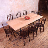 CosyWood Pieds de Tuyau en métal de Style Industriel Table de Salle à Manger, Maria (Beige)-Silver (Mild Steel), 8 Seater W200xD90xH75cm