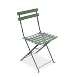 Salon de Jardin bistrot Pliable - Emilia carré Vert de Gris - Table 70x70cm avec Deux chaises Pliantes, Acier thermolaqué