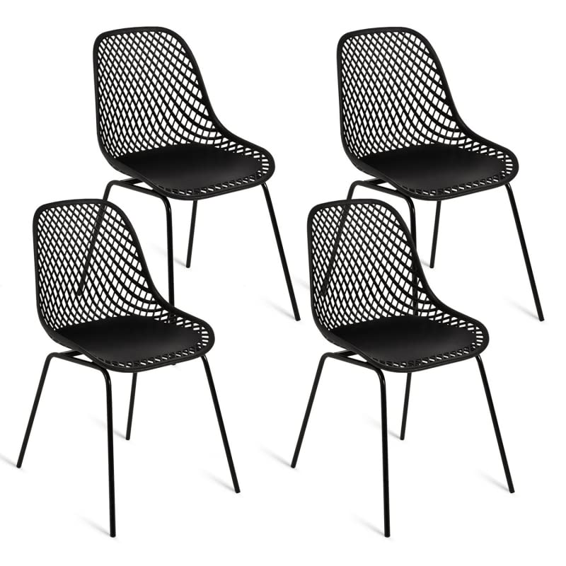IDMarket - Lot de 4 chaises Maelys Noires Pied métal pour Salle à Manger IDMarket - Lot de 4 chaises Maelys Noires Pied métal pour Salle à Manger