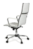 FineBuy chaise de bureau fauteuil de direction pivotant avec accoudoirs | chaise tournante avec appui-tête | Blanc- cuir synthétique - réglable en hauteur - dossier ergonomique - Capacité de charge 110 kg