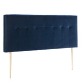 marcKonfort Tête de lit tapissée Napoles 140X100 cm Bleu, pour Couchage de 140, Velours, Pieds en Bois, quaincaillerie Incluse.