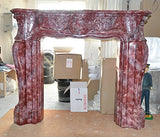 'Cheminée Cheminée Revêtement "ROCOCO marbré carararubinrot breite140 cm Cheminée couleur : cararar ubin Rouge